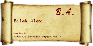 Bilek Alex névjegykártya